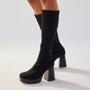 Circus By Sam Edelman Size 7.5M Women's Simone Black Knit Platform Winter Boots